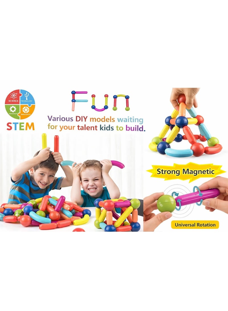42-Piece Magnetic STEM Learning Toy | Sticks & Balls 2D & 3D Construction Set for Boys & Girls - Image 4